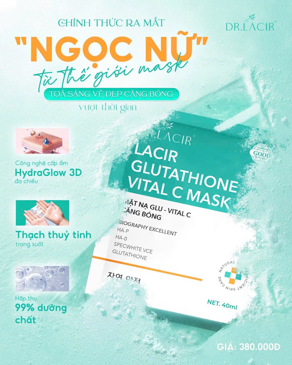 Mặt nạ thủy tinh căng bóng Glutathione Dr Lacir