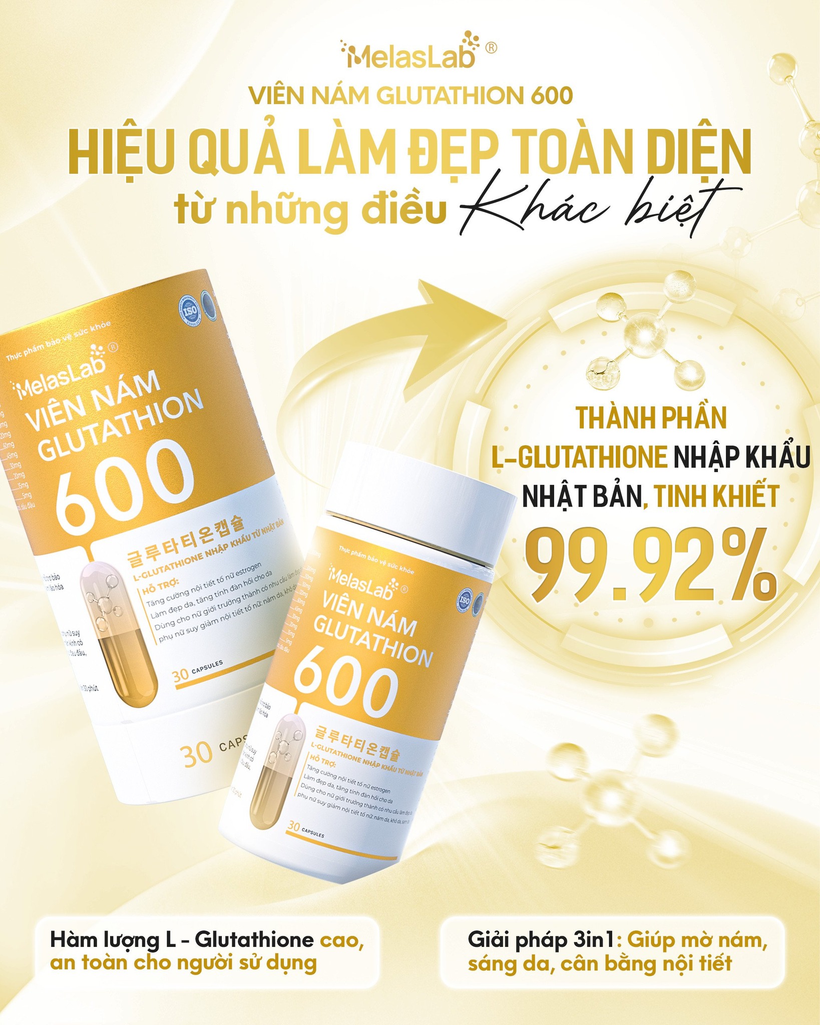 Viên nám Glutathion 600 Melaslab