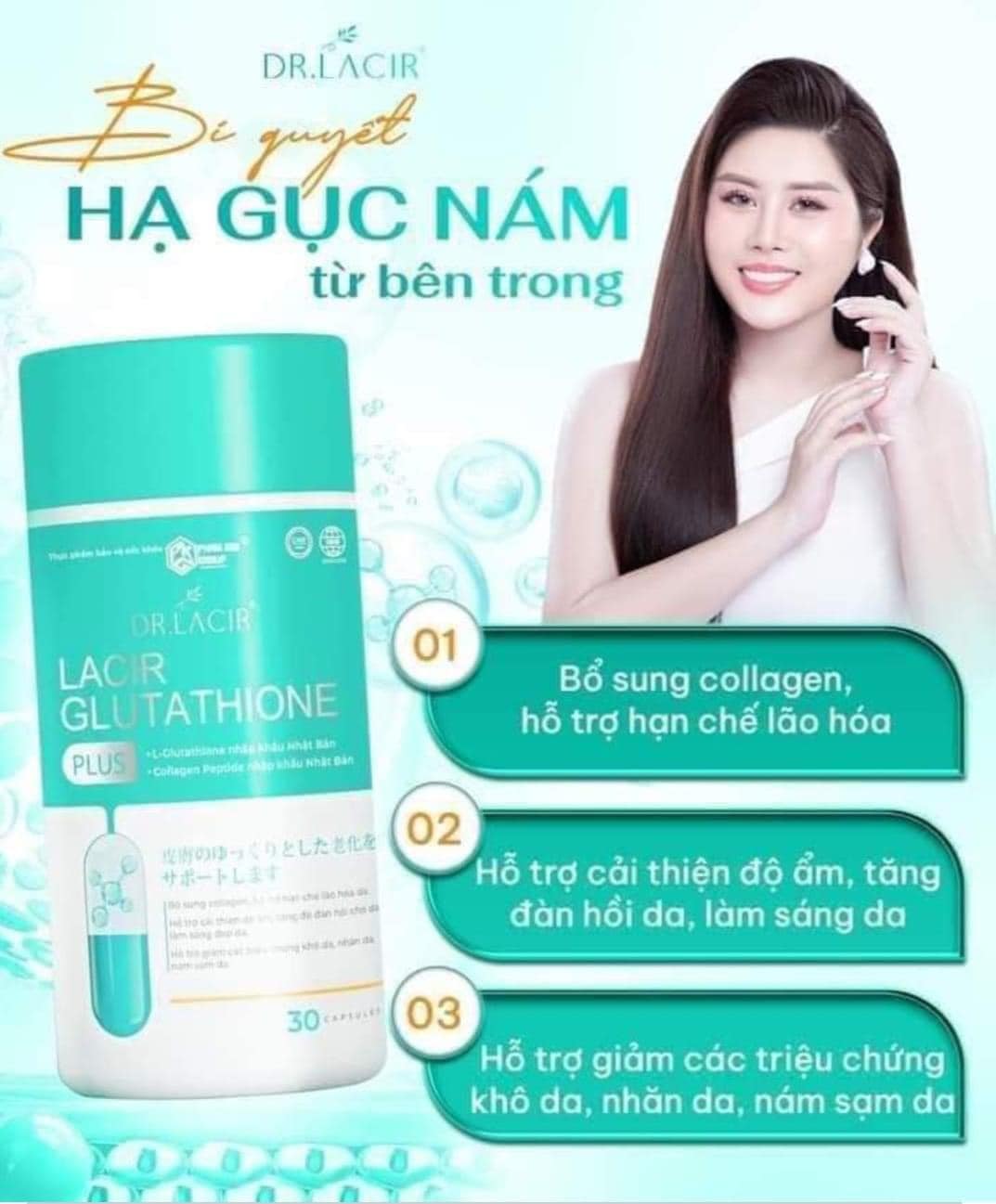 Viên uống trắng da ngừa nám Glutathione 600 Dr Lacir có tác dụng gì?